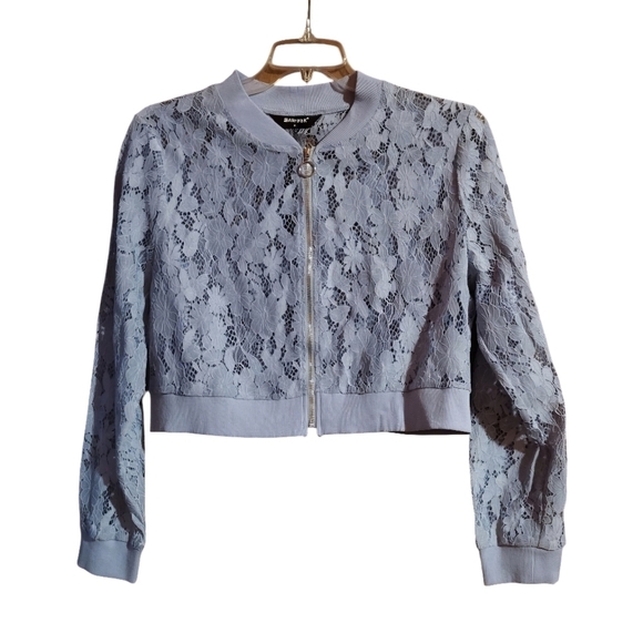 Allegra K Jackets & Blazers - Allegra K Light Blue Floral Lace Zip Up Jacket/Shrug Size XL New with Tags!l